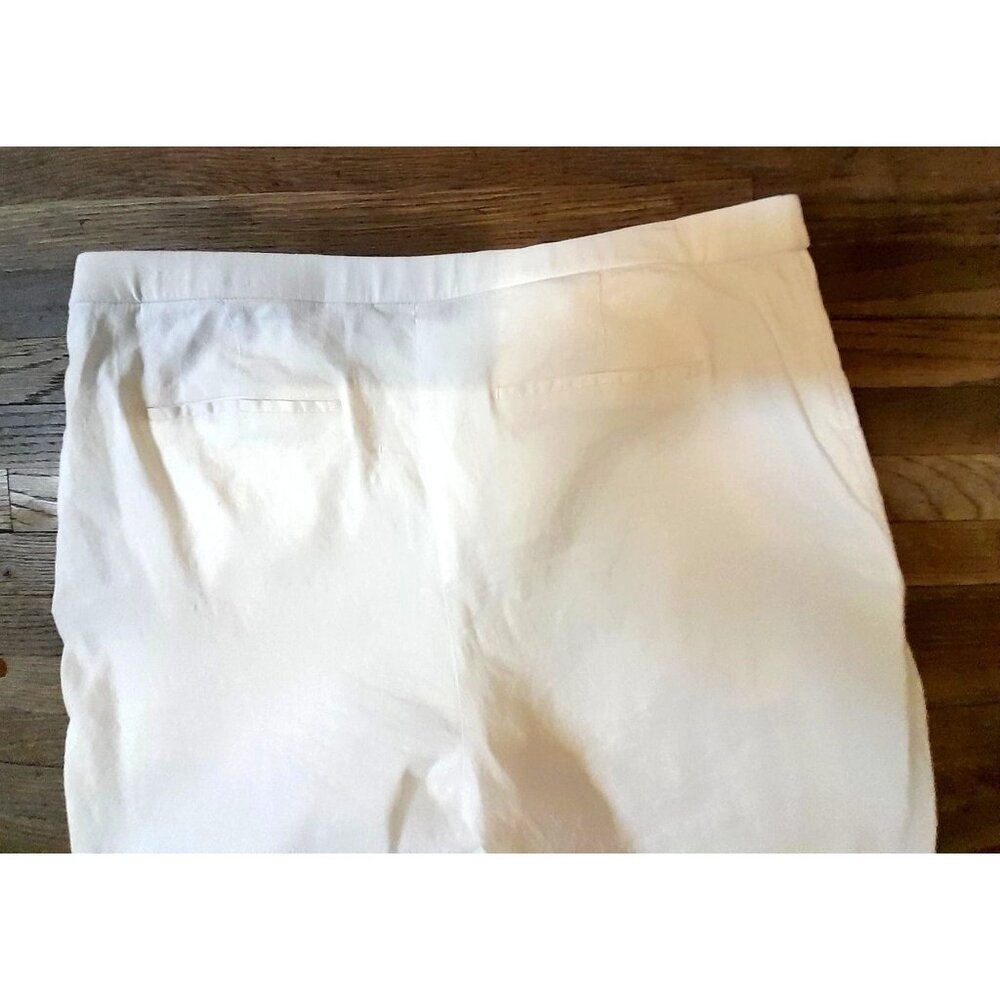 Elie Tahari Linen Blend Luxury Stretch Summer Casual Pants Size 6 White - Picture 4 of 9